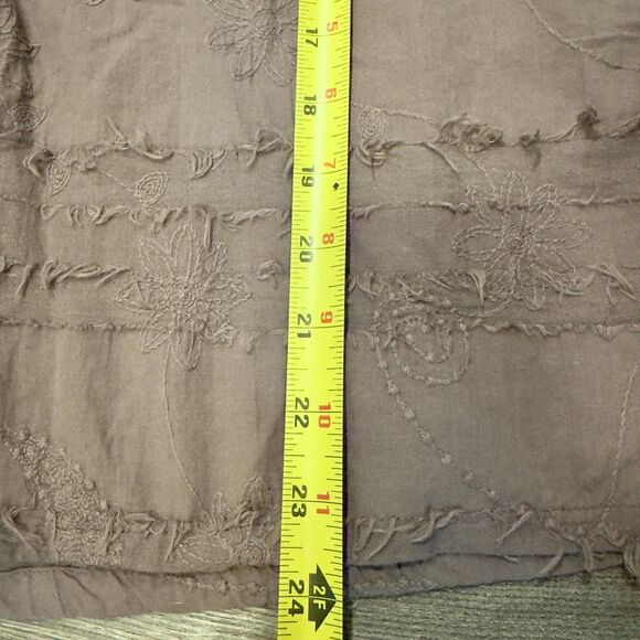 Lulu B 2 Piece Set Womens Small Brown Embroidered Frayed Top Pants Boho Cotton - Picture 6 of 14